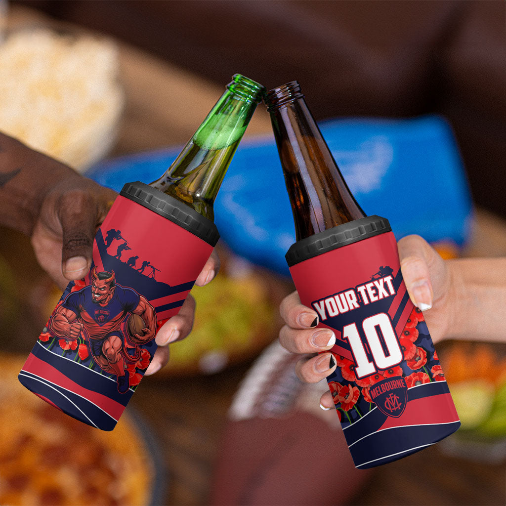 Personalised Melbourne Demons ANZAC 4 in 1 Can Cooler Tumbler Military Remembrance Australian Football Mascot Camouflage