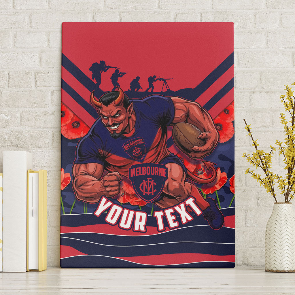 Personalised Melbourne Demons ANZAC Canvas Wall Art Military Remembrance Australian Football Mascot Camouflage