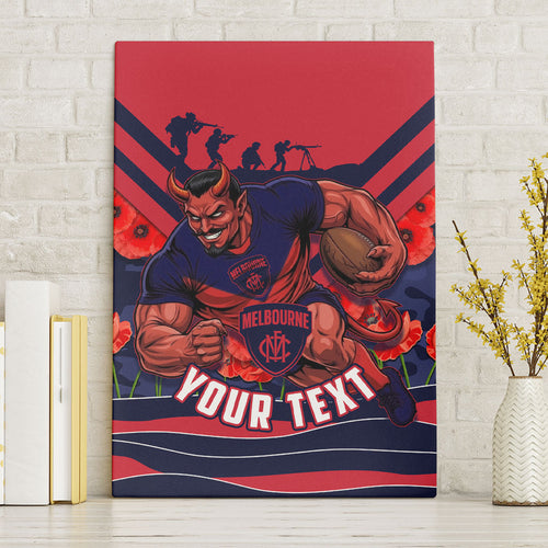 Personalised Melbourne Demons ANZAC Canvas Wall Art Military Remembrance Australian Football Mascot Camouflage