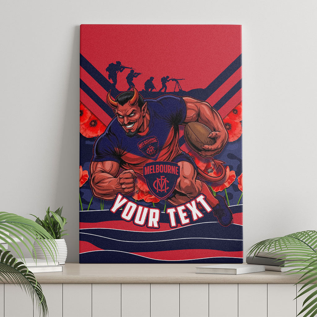 Personalised Melbourne Demons ANZAC Canvas Wall Art Military Remembrance Australian Football Mascot Camouflage