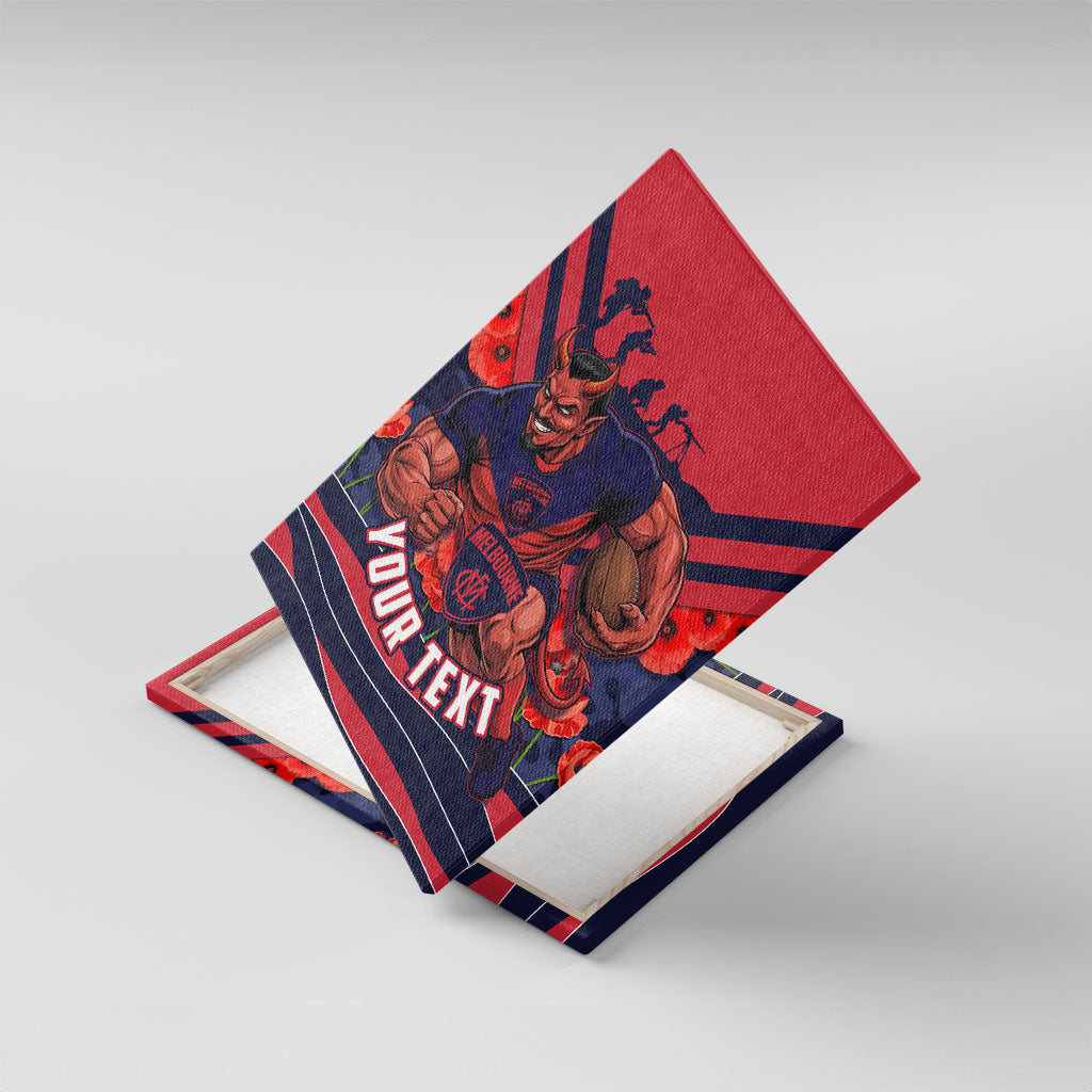 Personalised Melbourne Demons ANZAC Canvas Wall Art Military Remembrance Australian Football Mascot Camouflage