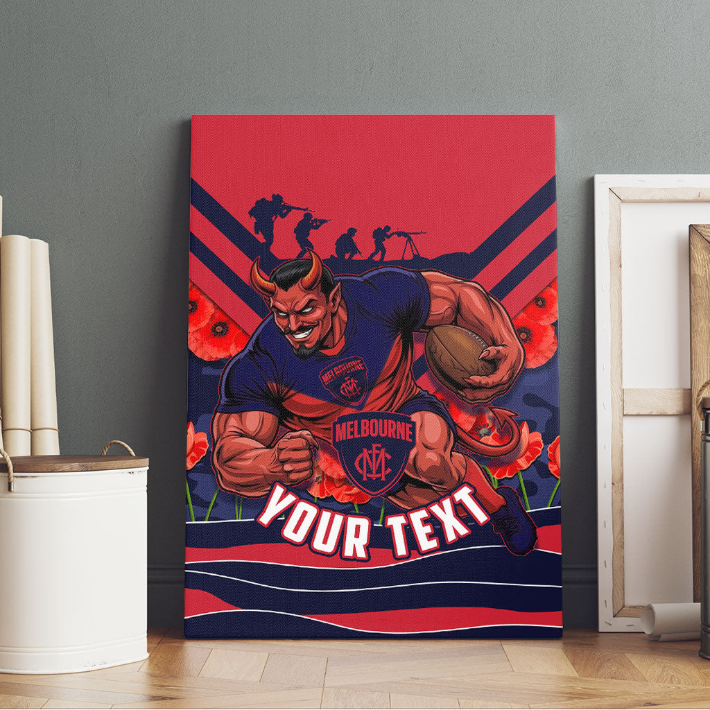 Personalised Melbourne Demons ANZAC Canvas Wall Art Military Remembrance Australian Football Mascot Camouflage