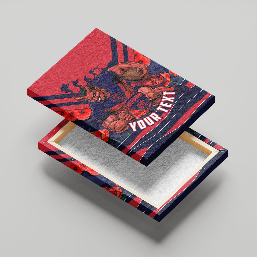 Personalised Melbourne Demons ANZAC Canvas Wall Art Military Remembrance Australian Football Mascot Camouflage