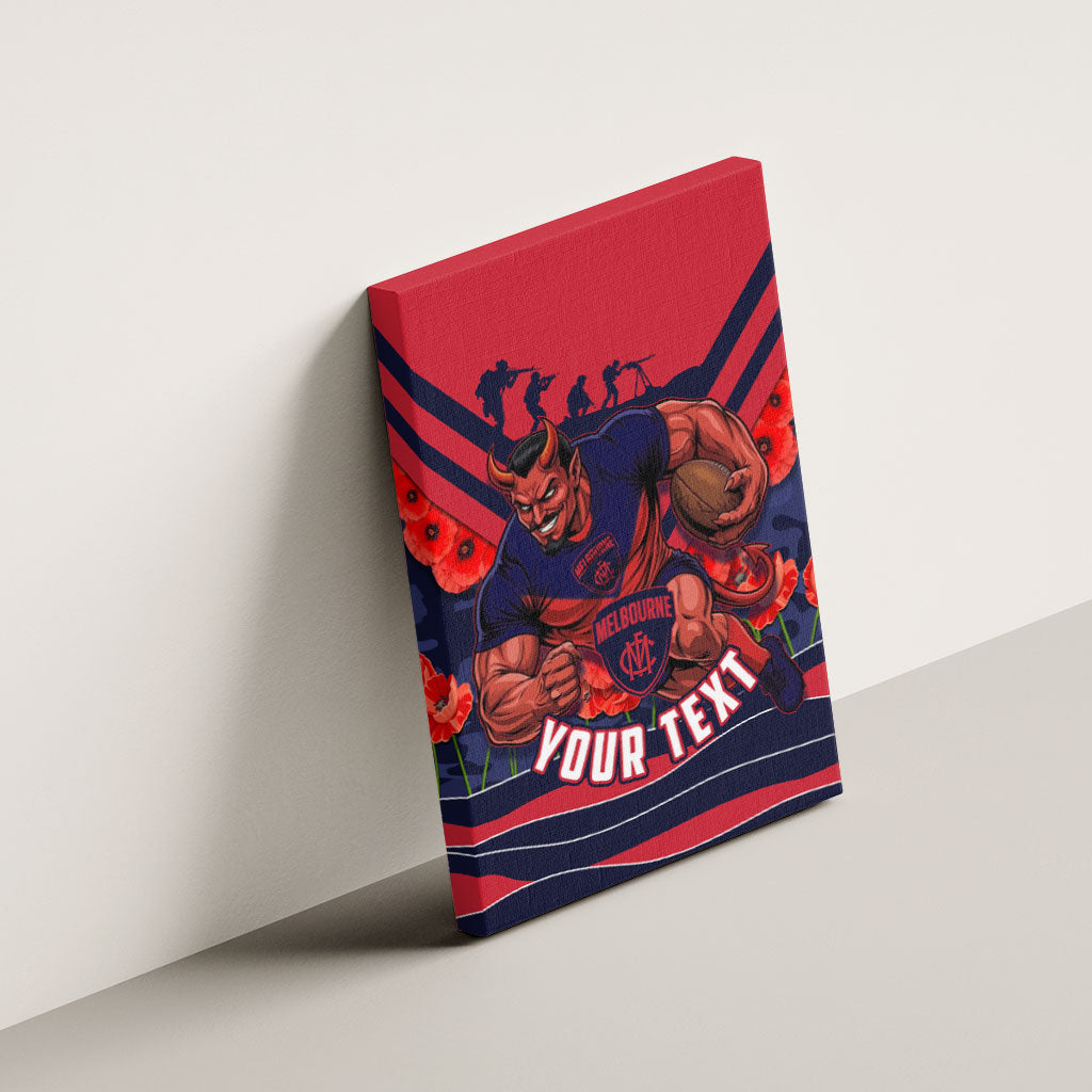 Personalised Melbourne Demons ANZAC Canvas Wall Art Military Remembrance Australian Football Mascot Camouflage