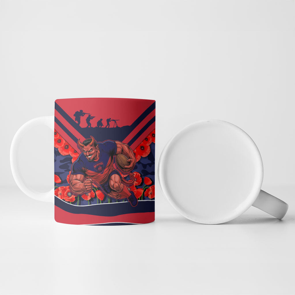 Personalised Melbourne Demons ANZAC Ceramic Mug Military Remembrance Australian Football Mascot Camouflage