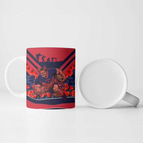 Personalised Melbourne Demons ANZAC Ceramic Mug Military Remembrance Australian Football Mascot Camouflage