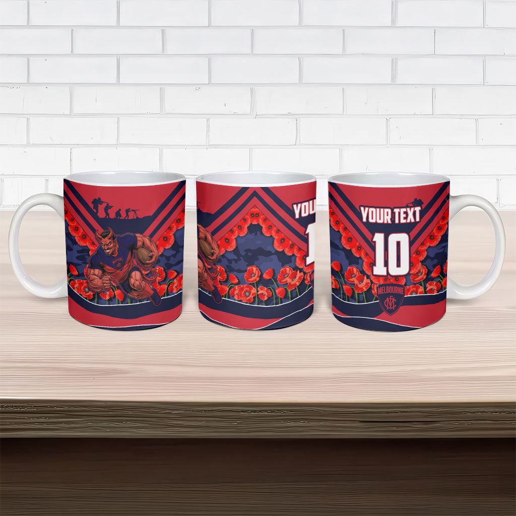 Personalised Melbourne Demons ANZAC Ceramic Mug Military Remembrance Australian Football Mascot Camouflage