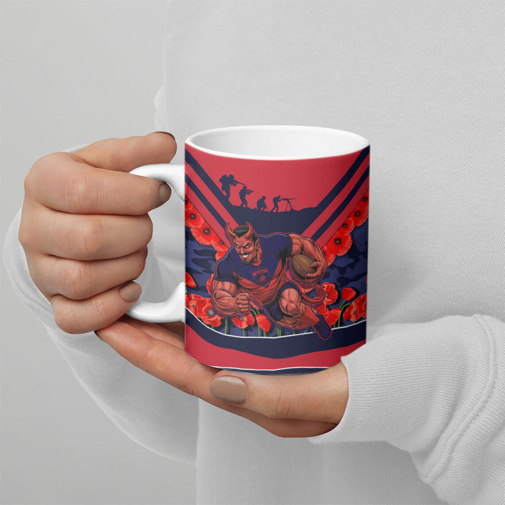 Personalised Melbourne Demons ANZAC Ceramic Mug Military Remembrance Australian Football Mascot Camouflage