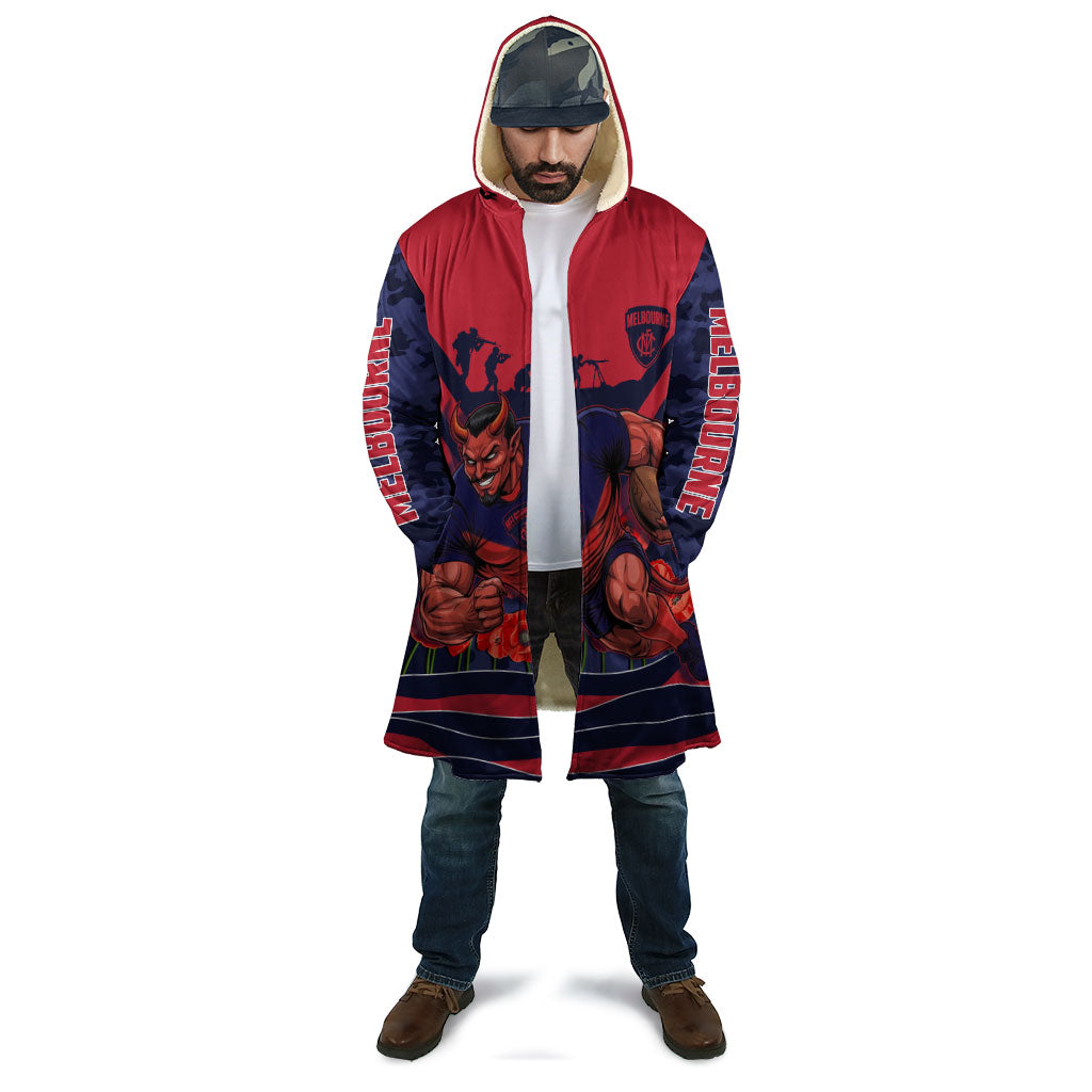 Personalised Melbourne Demons ANZAC Cloak Military Remembrance Australian Football Mascot Camouflage