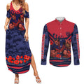 Personalised Melbourne Demons ANZAC Couples Matching Summer Maxi Dress and Long Sleeve Button Shirt Military Remembrance Australian Football Mascot Camouflage