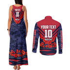 Personalised Melbourne Demons ANZAC Couples Matching Tank Maxi Dress and Long Sleeve Button Shirt Military Remembrance Australian Football Mascot Camouflage