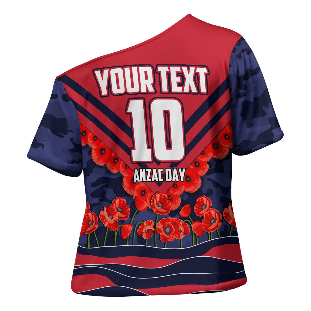 Personalised Melbourne Demons ANZAC Cross Shoulder Shirt Military Remembrance Australian Football Mascot Camouflage