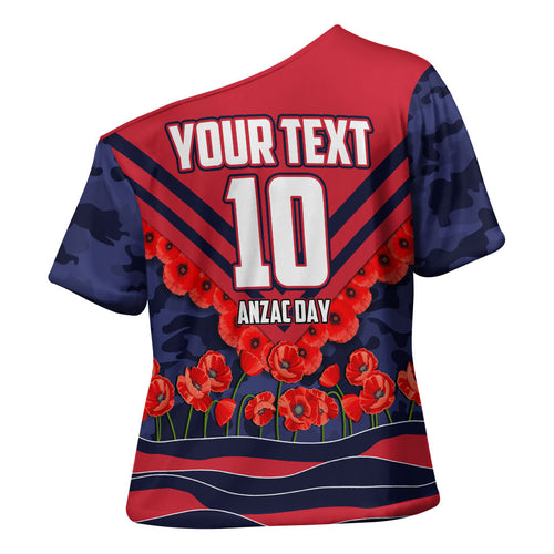 Personalised Melbourne Demons ANZAC Cross Shoulder Shirt Military Remembrance Australian Football Mascot Camouflage