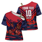Personalised Melbourne Demons ANZAC Cross Shoulder Shirt Military Remembrance Australian Football Mascot Camouflage