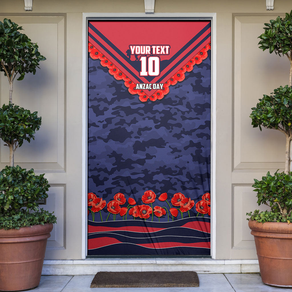 Personalised Melbourne Demons ANZAC Door Cover Military Remembrance Australian Football Mascot Camouflage