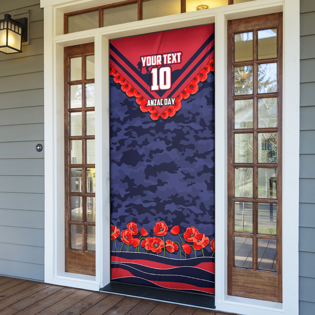 Personalised Melbourne Demons ANZAC Door Cover Military Remembrance Australian Football Mascot Camouflage