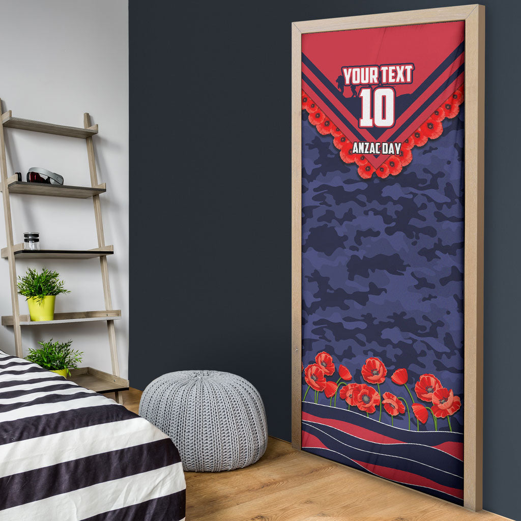 Personalised Melbourne Demons ANZAC Door Cover Military Remembrance Australian Football Mascot Camouflage