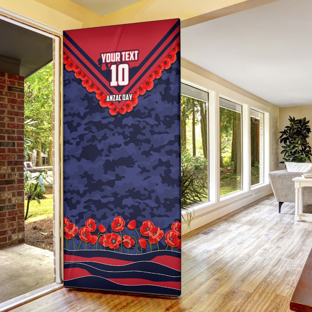 Personalised Melbourne Demons ANZAC Door Cover Military Remembrance Australian Football Mascot Camouflage