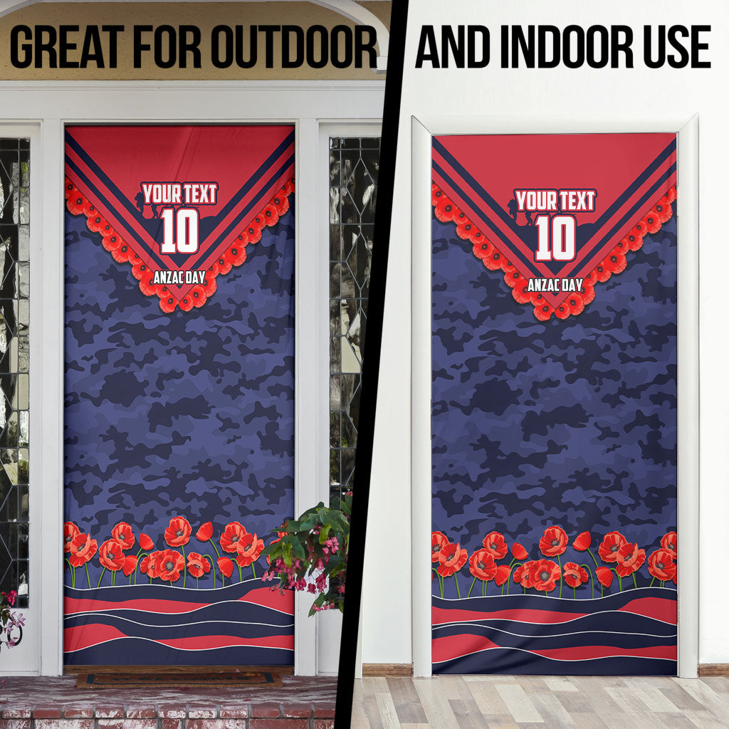 Personalised Melbourne Demons ANZAC Door Cover Military Remembrance Australian Football Mascot Camouflage