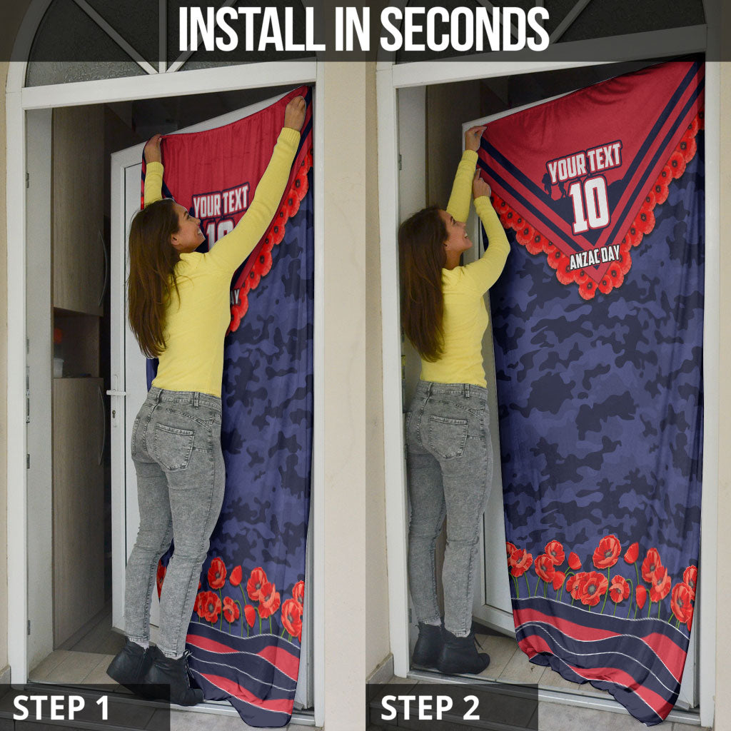 Personalised Melbourne Demons ANZAC Door Cover Military Remembrance Australian Football Mascot Camouflage