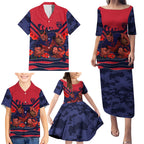 Personalised Melbourne Demons ANZAC Family Matching Puletasi and Hawaiian Shirt Military Remembrance Australian Football Mascot Camouflage