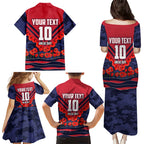 Personalised Melbourne Demons ANZAC Family Matching Puletasi and Hawaiian Shirt Military Remembrance Australian Football Mascot Camouflage