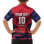 Personalised Melbourne Demons ANZAC Family Matching Short Sleeve Bodycon Dress and Hawaiian Shirt Military Remembrance Australian Football Mascot Camouflage