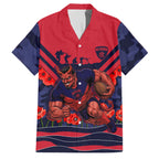 Personalised Melbourne Demons ANZAC Family Matching Summer Maxi Dress and Hawaiian Shirt Military Remembrance Australian Football Mascot Camouflage