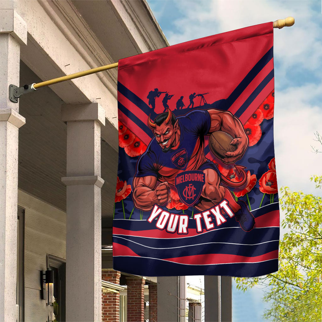 Personalised Melbourne Demons ANZAC Garden Flag Military Remembrance Australian Football Mascot Camouflage
