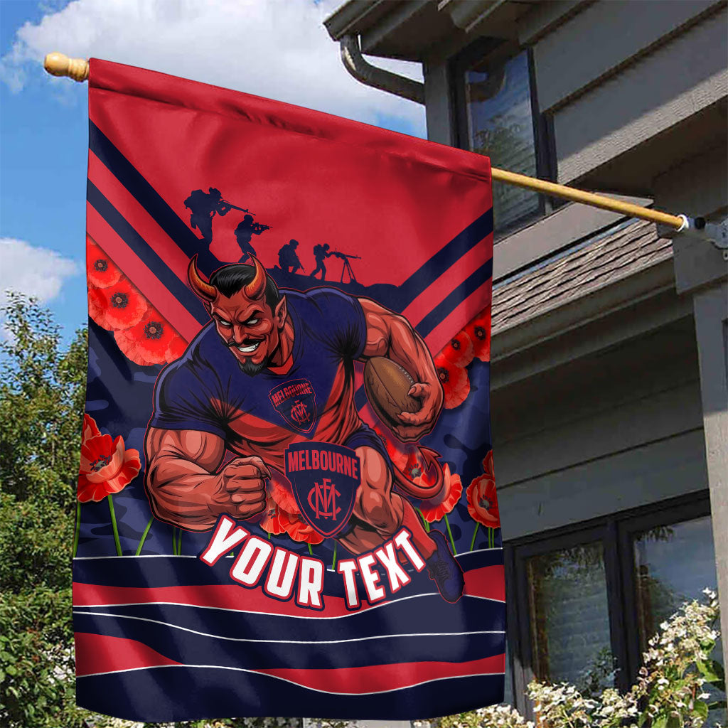 Personalised Melbourne Demons ANZAC Garden Flag Military Remembrance Australian Football Mascot Camouflage