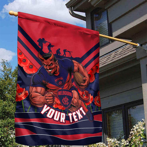Personalised Melbourne Demons ANZAC Garden Flag Military Remembrance Australian Football Mascot Camouflage