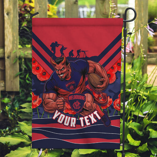 Personalised Melbourne Demons ANZAC Garden Flag Military Remembrance Australian Football Mascot Camouflage