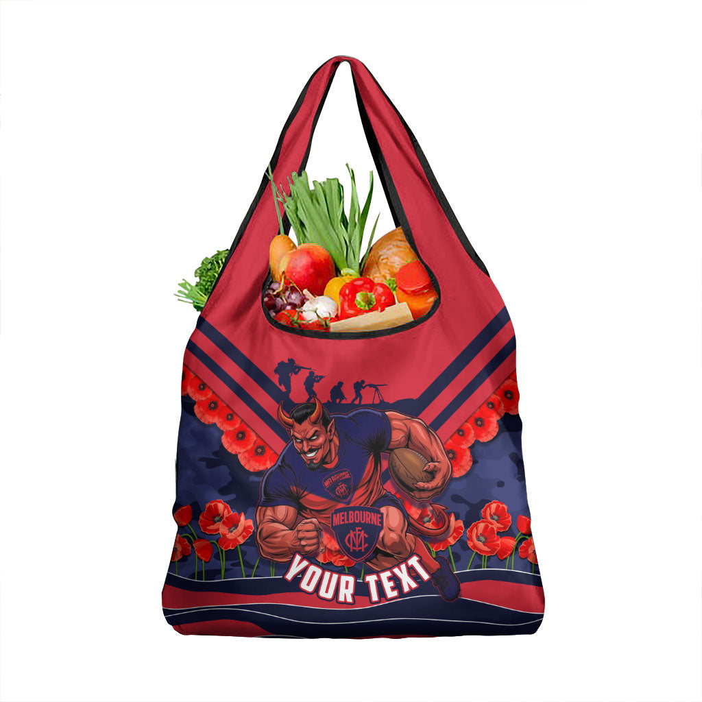 Personalised Melbourne Demons ANZAC Grocery Bag Military Remembrance Australian Football Mascot Camouflage
