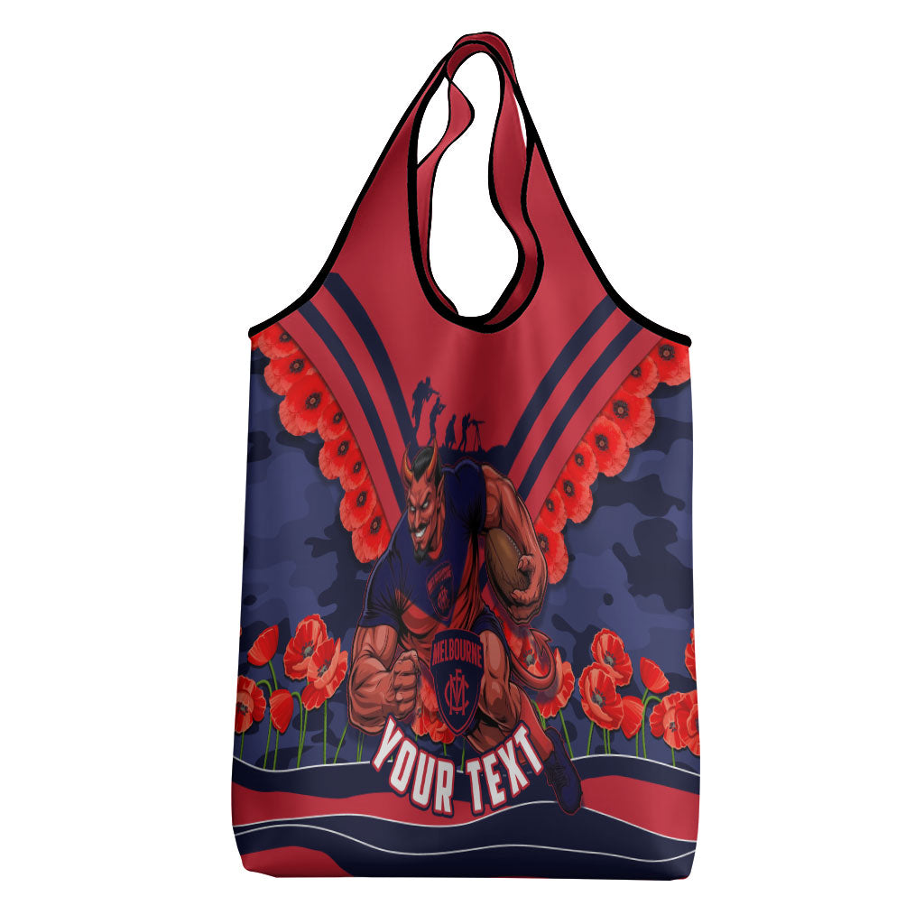 Personalised Melbourne Demons ANZAC Grocery Bag Military Remembrance Australian Football Mascot Camouflage