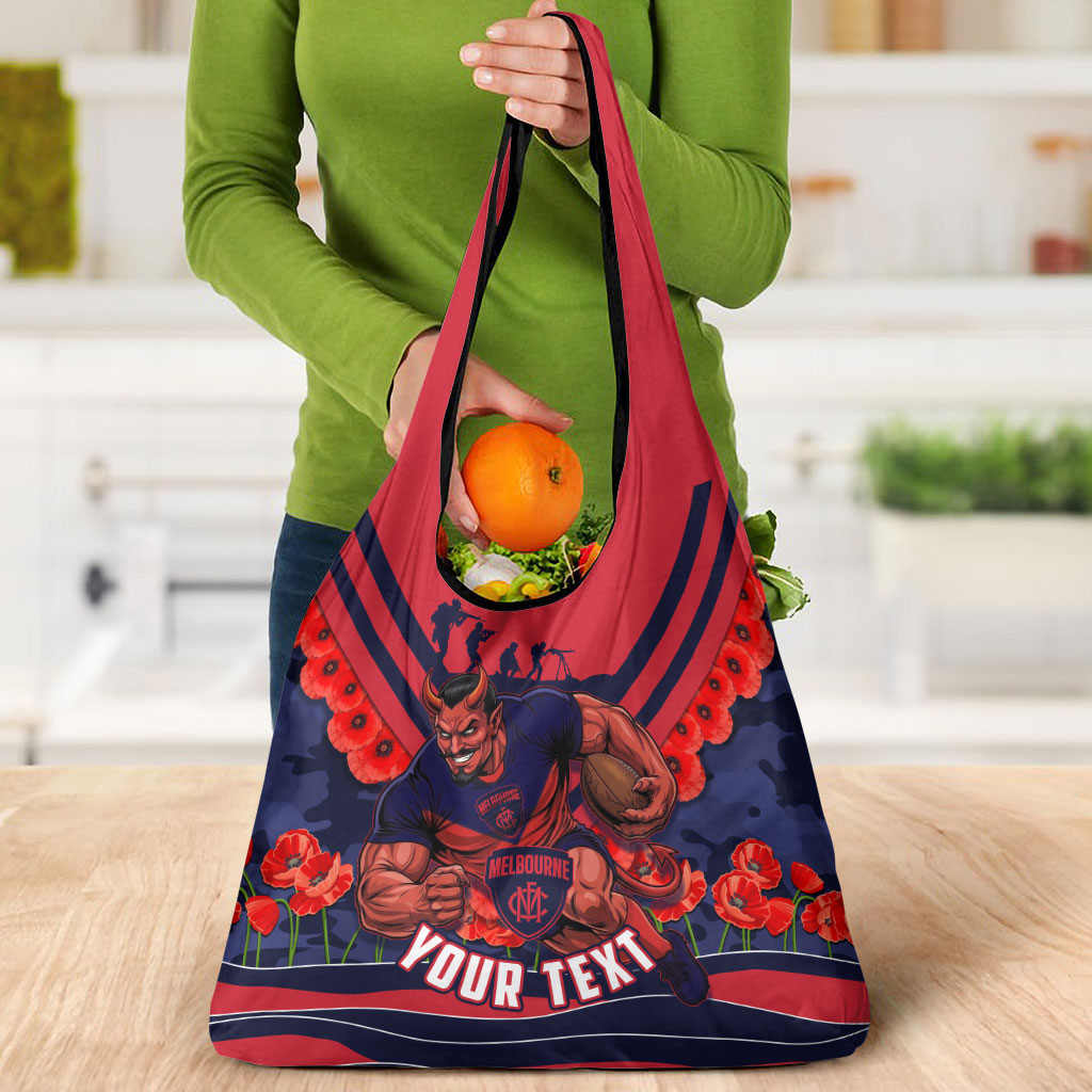 Personalised Melbourne Demons ANZAC Grocery Bag Military Remembrance Australian Football Mascot Camouflage