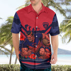 Personalised Melbourne Demons ANZAC Hawaiian Shirt Military Remembrance Australian Football Mascot Camouflage