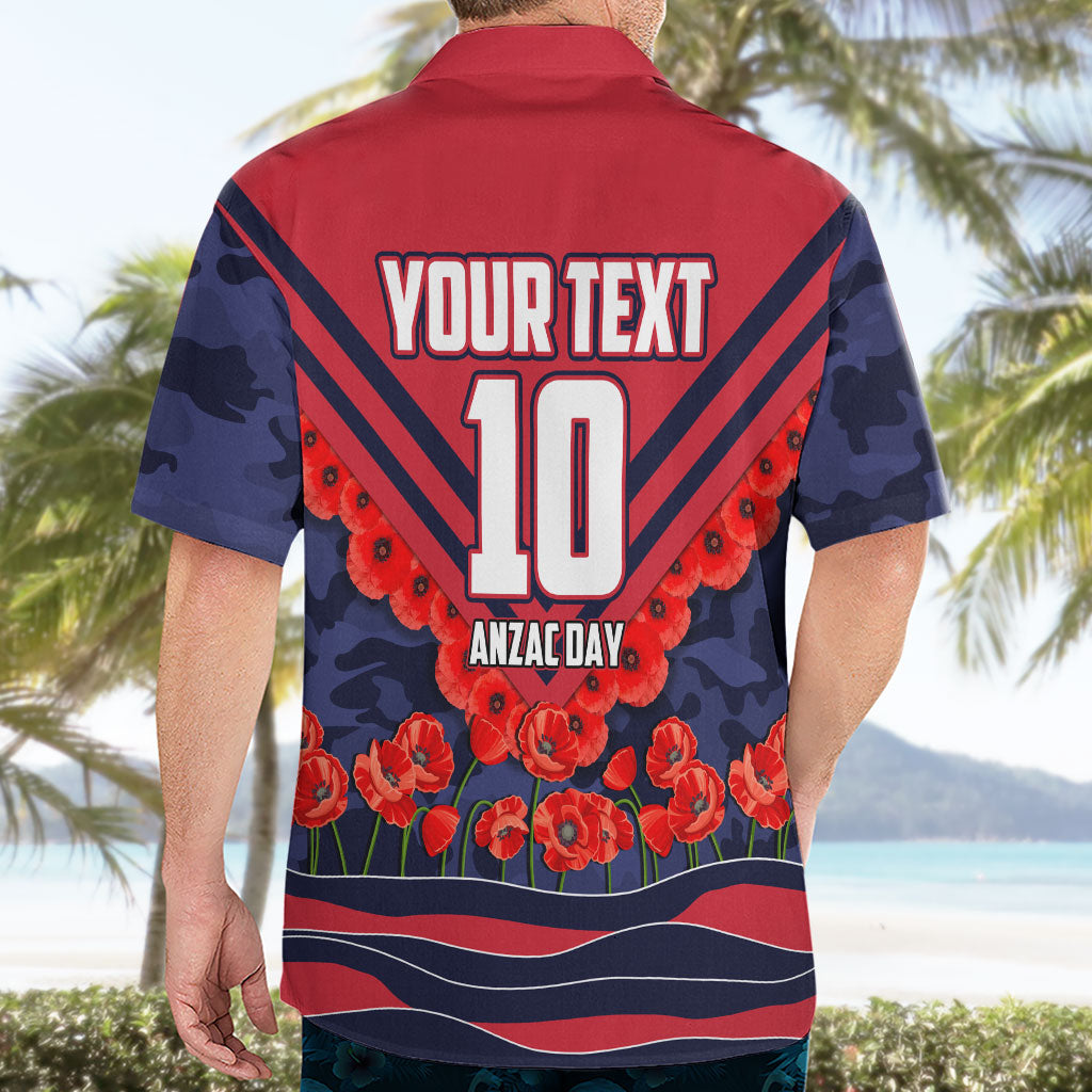 Personalised Melbourne Demons ANZAC Hawaiian Shirt Military Remembrance Australian Football Mascot Camouflage