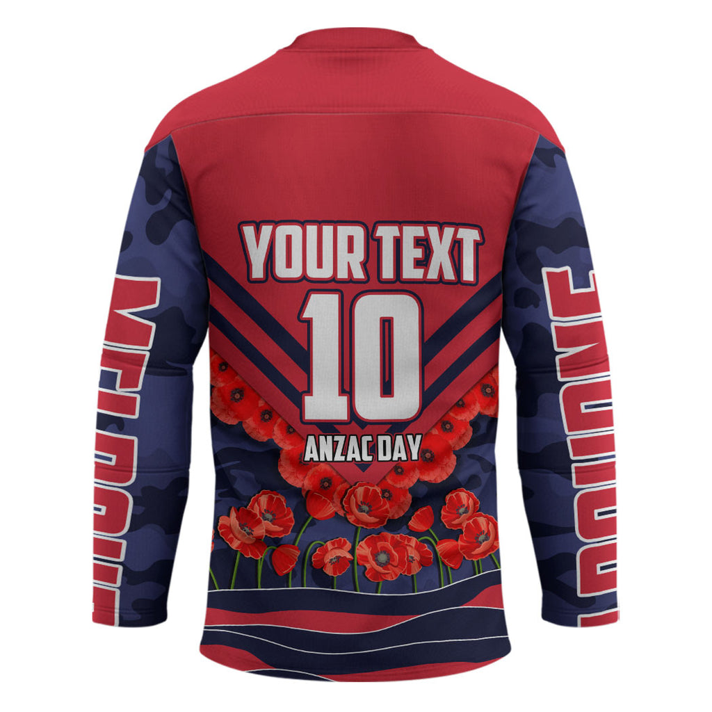 Personalised Melbourne Demons ANZAC Hockey Jersey Military Remembrance Australian Football Mascot Camouflage