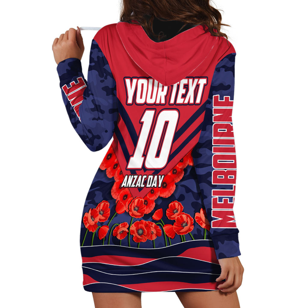 Personalised Melbourne Demons ANZAC Hoodie Dress Military Remembrance Australian Football Mascot Camouflage