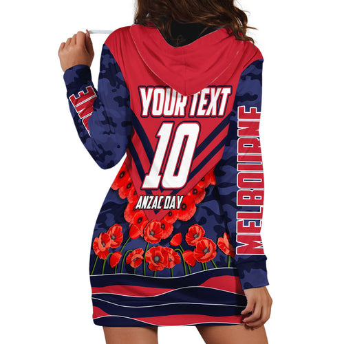 Personalised Melbourne Demons ANZAC Hoodie Dress Military Remembrance Australian Football Mascot Camouflage
