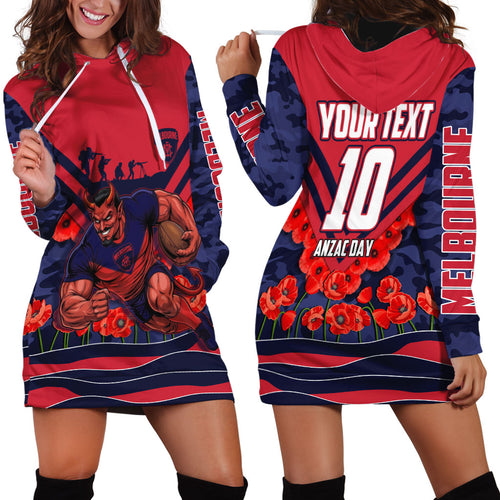 Personalised Melbourne Demons ANZAC Hoodie Dress Military Remembrance Australian Football Mascot Camouflage