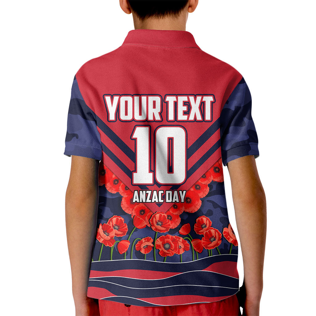 Personalised Melbourne Demons ANZAC Kid Polo Shirt Military Remembrance Australian Football Mascot Camouflage