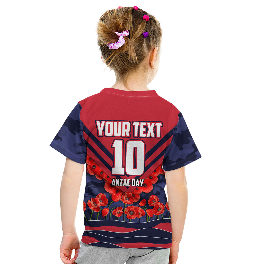 Personalised Melbourne Demons ANZAC Kid T Shirt Military Remembrance Australian Football Mascot Camouflage