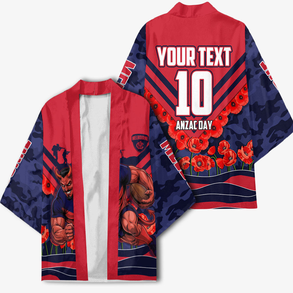 Personalised Melbourne Demons ANZAC Kimono Military Remembrance Australian Football Mascot Camouflage