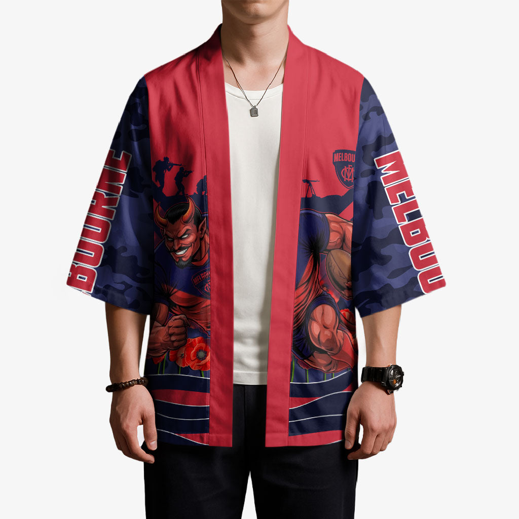 Personalised Melbourne Demons ANZAC Kimono Military Remembrance Australian Football Mascot Camouflage