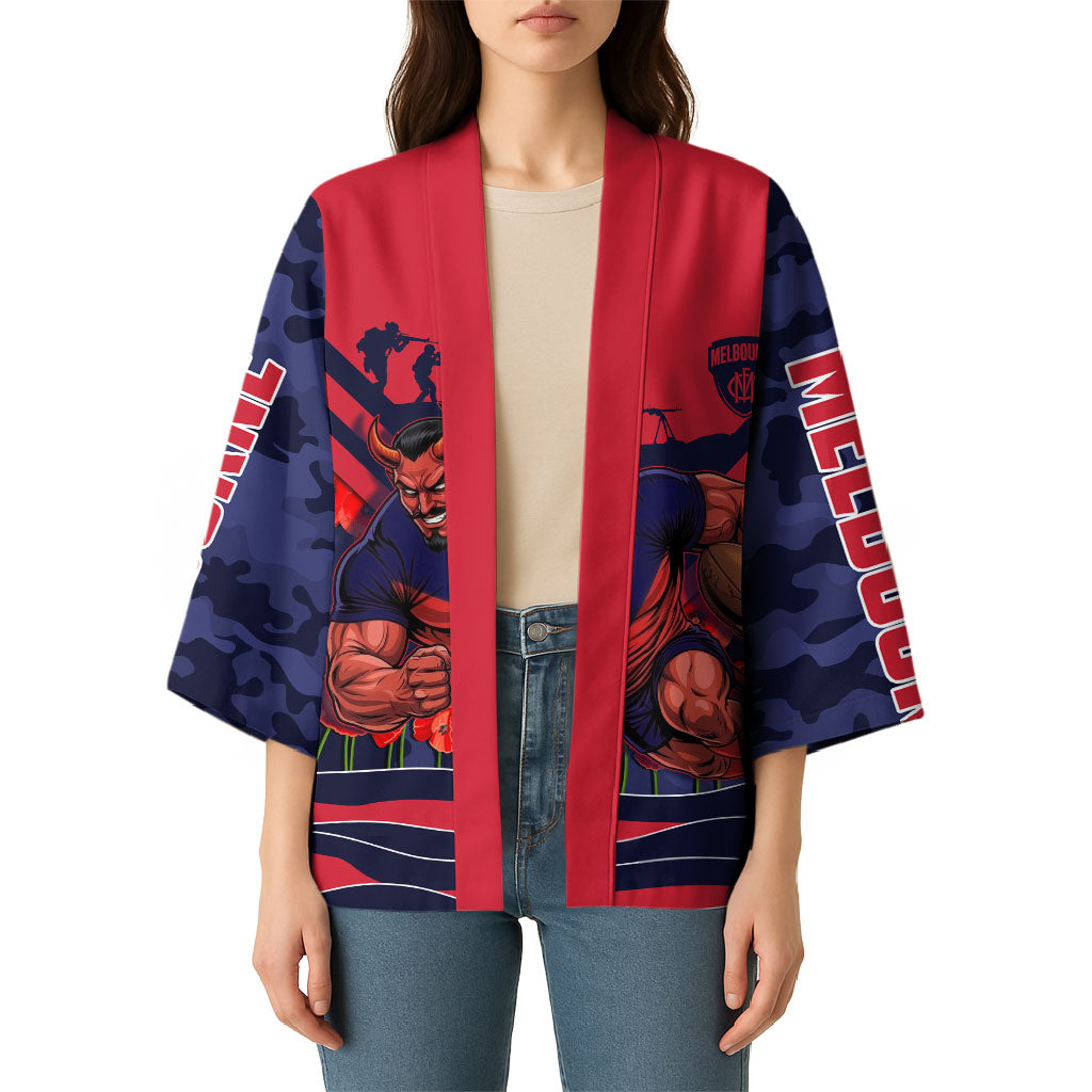 Personalised Melbourne Demons ANZAC Kimono Military Remembrance Australian Football Mascot Camouflage