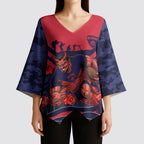 Personalised Melbourne Demons ANZAC Kimono Sleeve Blouse Military Remembrance Australian Football Mascot Camouflage