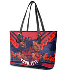 Personalised Melbourne Demons ANZAC Leather Tote Bag Military Remembrance Australian Football Mascot Camouflage