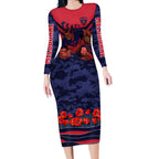 Personalised Melbourne Demons ANZAC Long Sleeve Bodycon Dress Military Remembrance Australian Football Mascot Camouflage