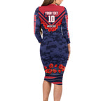 Personalised Melbourne Demons ANZAC Long Sleeve Bodycon Dress Military Remembrance Australian Football Mascot Camouflage